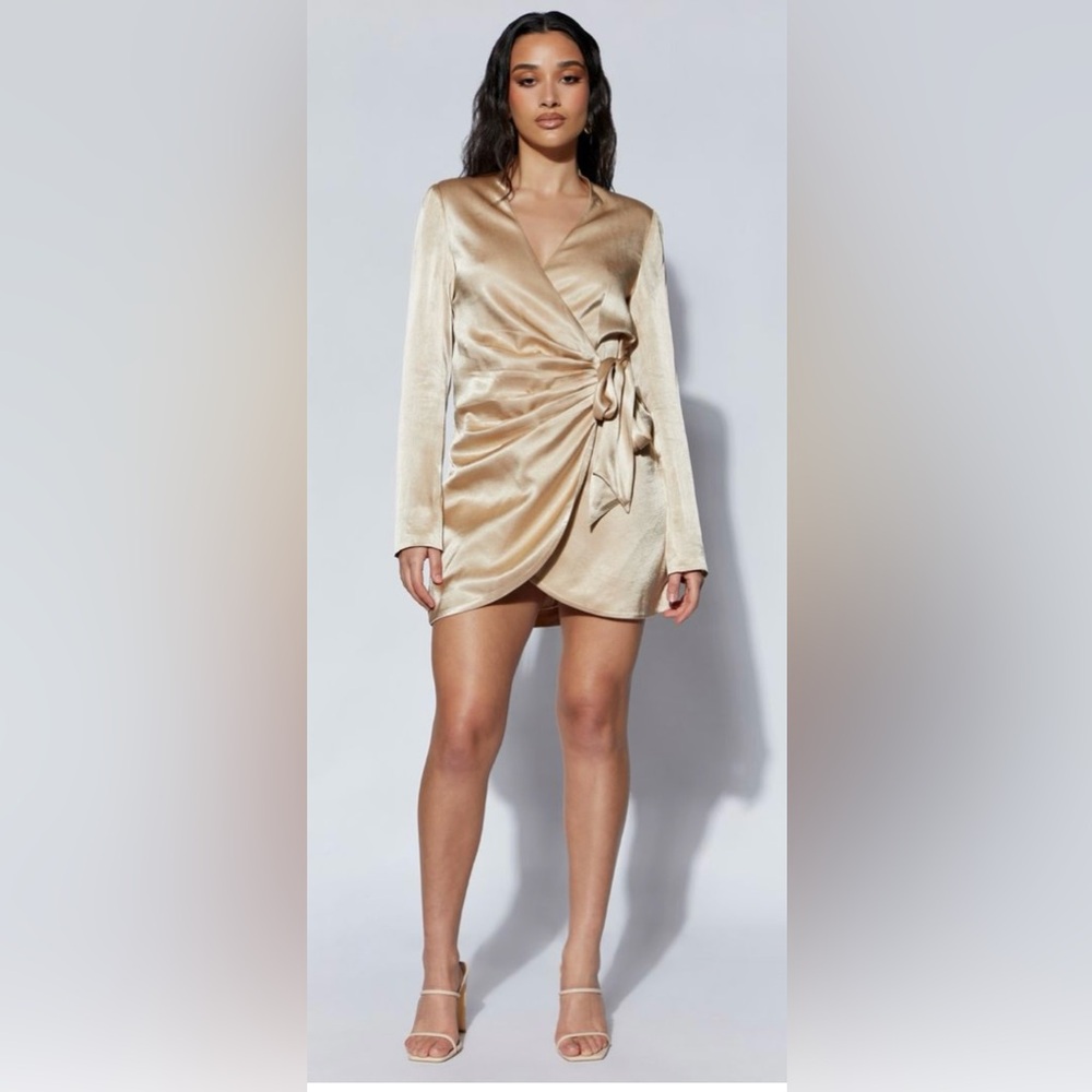 MESHKI Saira Wrap Mini Dress S NEW!